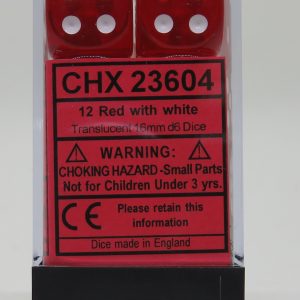 Translucent 16mm d6 Red White Block (12)