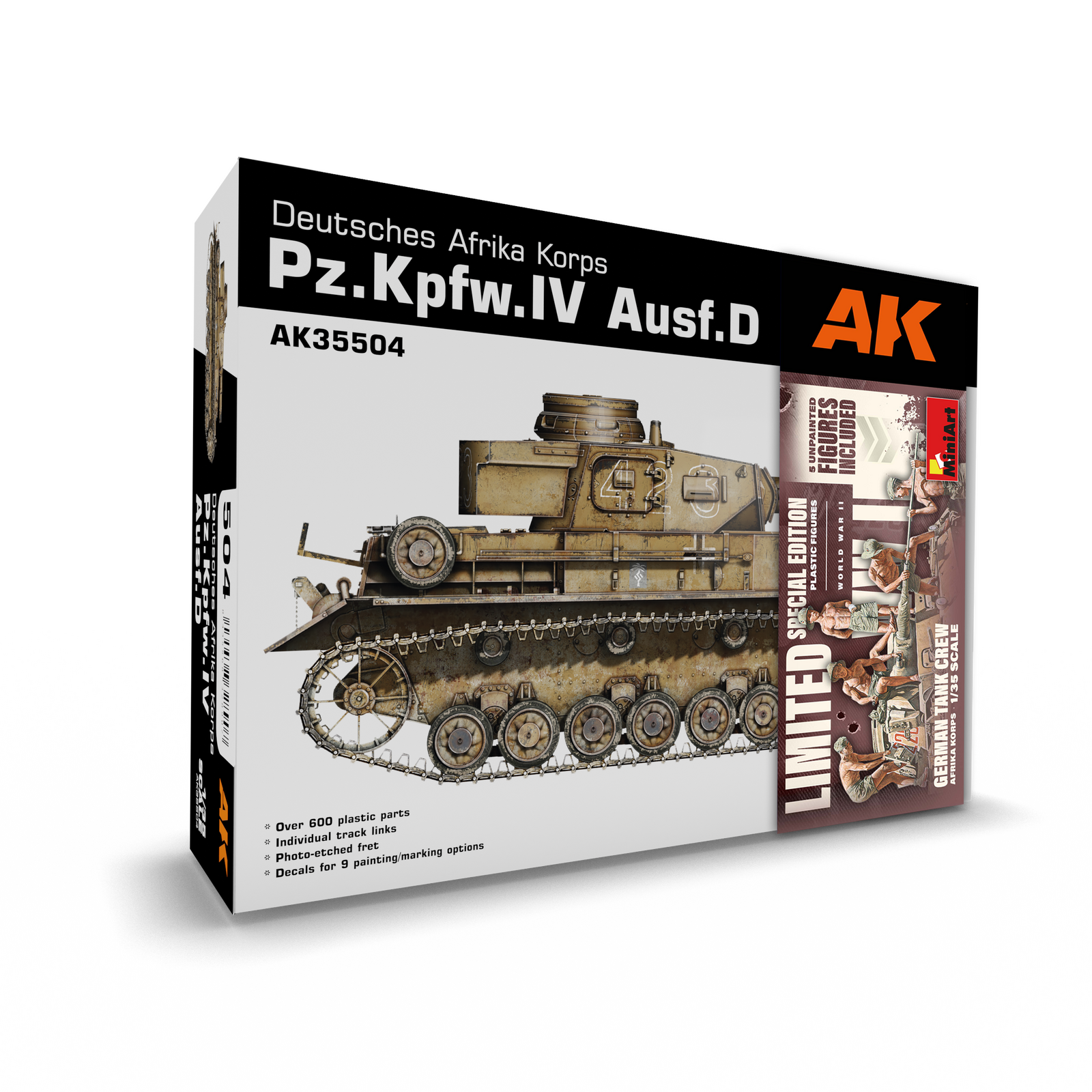 AK Interactive 1/35 Pz.Kpfw.IV Ausf.D Afrika Korps + 5 Figures German ...